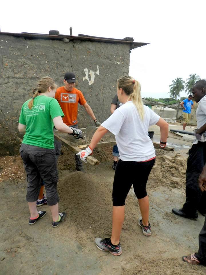 We had to seive sand to use for mortar and I was able to hold the filter pretty well so I helped with that a lot.